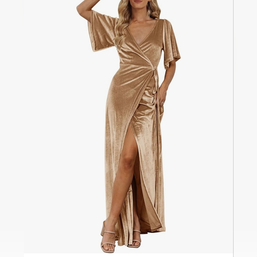 Velvet/velour wrap dress